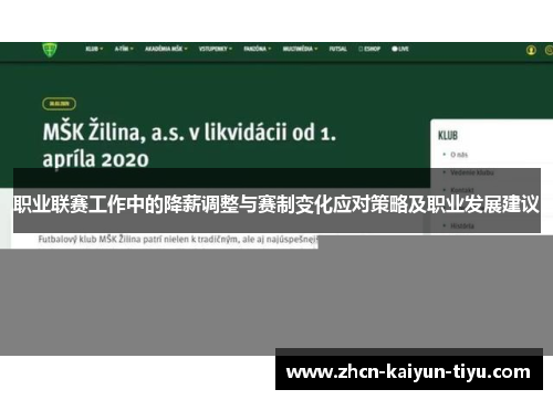 职业联赛工作中的降薪调整与赛制变化应对策略及职业发展建议
